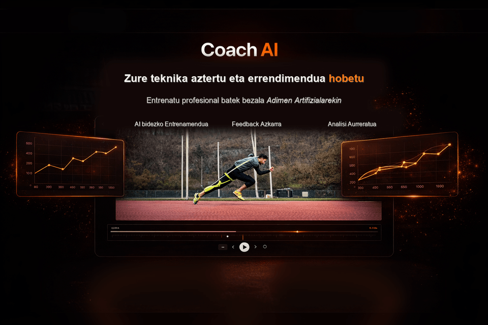 Coach AI hasierako pantaila teknika eta errendimendu analisia erakusten